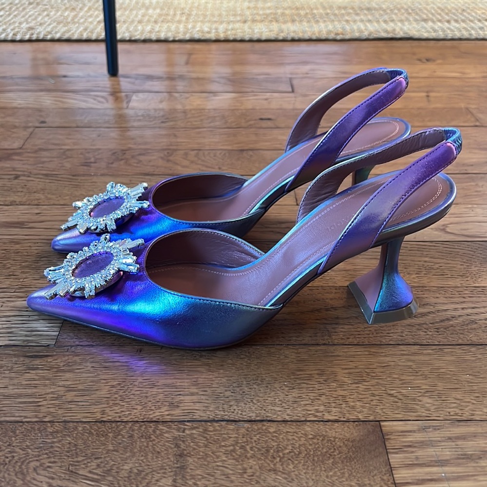AMINA MUADDI iridescent Begum Leather Slingback Pumps - Picture 3 of 12